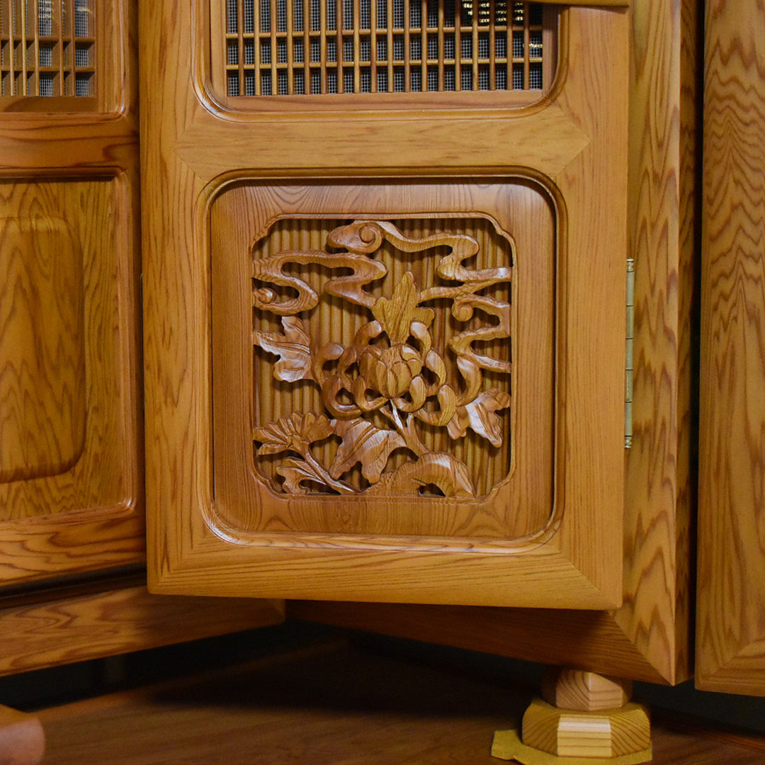 【日本の銘木】屋久杉仏壇 本三方開「宝輪」30号