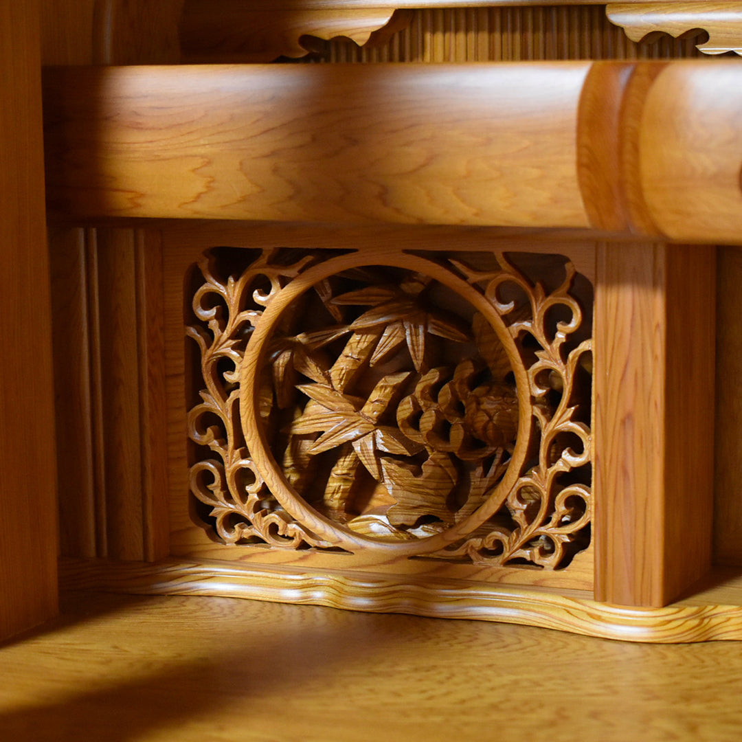 【日本の銘木】屋久杉仏壇 本三方開「宝輪」30号