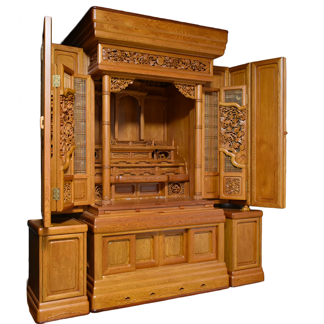 【日本の銘木】屋久杉仏壇　本三方開「宝輪」30号