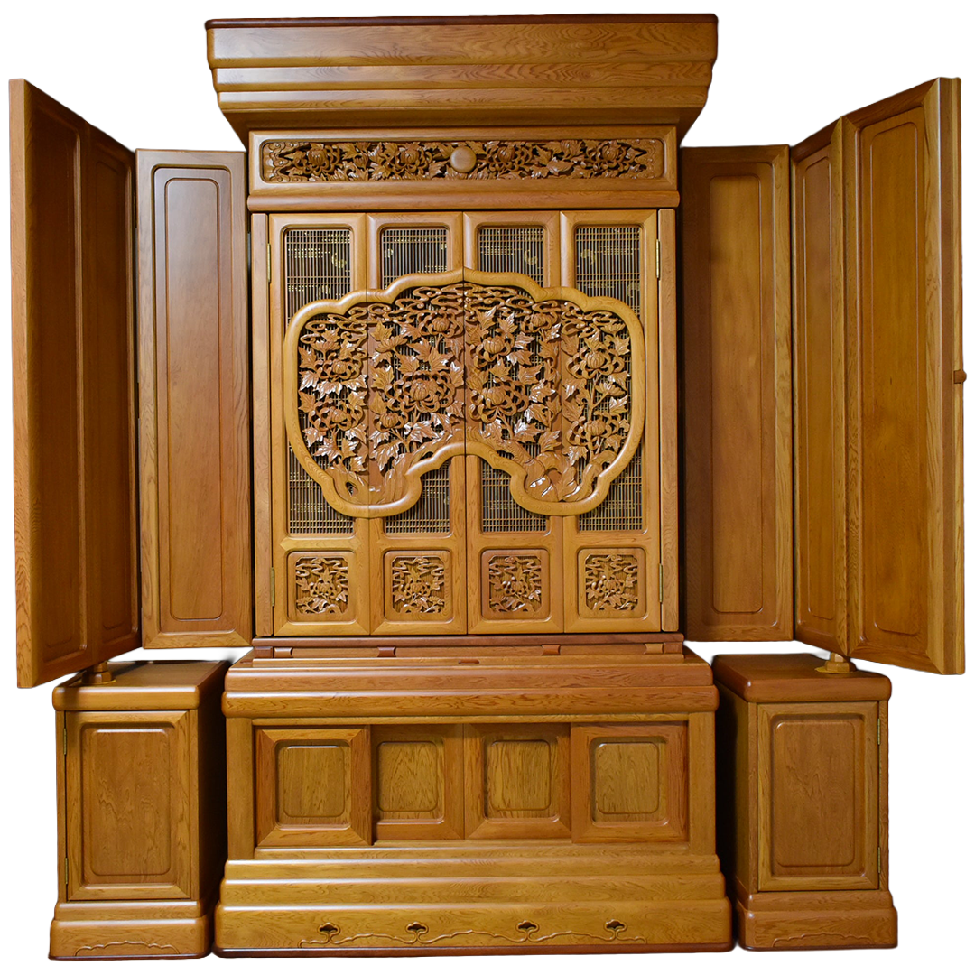 【日本の銘木】屋久杉仏壇　本三方開「宝輪」30号