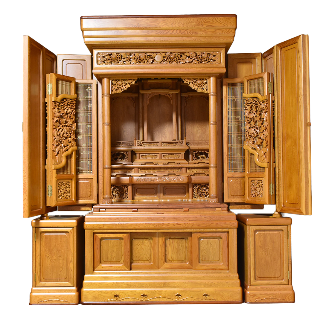 【日本の銘木】屋久杉仏壇　本三方開「宝輪」30号